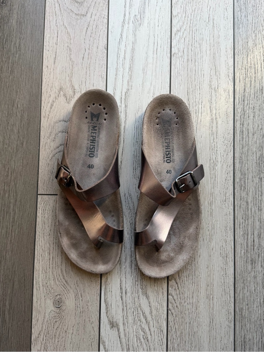 Mephisto Helen Bronce Leather Slide Sandals size 9